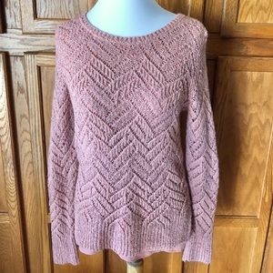 ❄️Lucky Brand Size M Pink Metallic Thread Sweater
